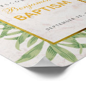 Greenery Marble Faux Gold Baptism Welkomstteken Poster (Hoek)