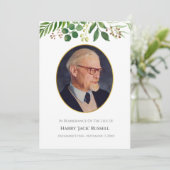 Greenery memorial-fotokaart, gele gouden grens (Staand voorkant)