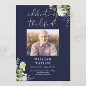 Greenery Memorial Funeral Navy Order Of Service  Programma (Voorkant)