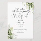 Greenery Memorial Funeral Order Of Service  Programma (Voorkant)