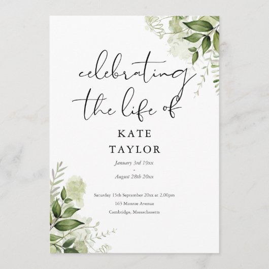 Greenery Memorial Funeral Order Of Service  Programma (Voorkant)