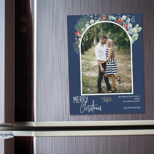 Greenery Merry kerstach Foto Navy Blue