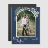 Greenery Merry kerstach Foto Navy Blue (Voorkant / Achterkant)