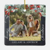 Greenery Merry-kerstfotobord Keramisch Ornament (Achterkant)