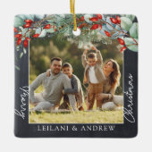 Greenery Merry-kerstfotobord Keramisch Ornament (Voorkant)