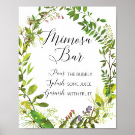Greenery Mimosa Bar Sign Poster