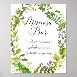 Greenery Mimosa Bar Sign Poster