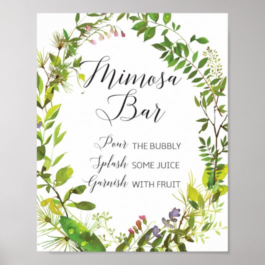 Greenery Mimosa Bar Sign Poster (Voorkant)