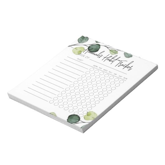 Greenery Minimal Script Habit Tracker Blocnote (Gedraaid)