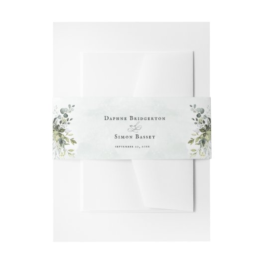 Greenery Minimalist Script Wedding Invitation Uitnodigingen Wikkel (Voorkant Voorbeeld)