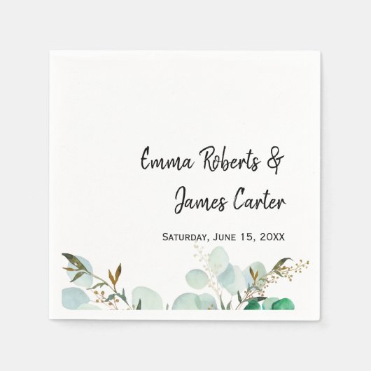 Greenery Minimalist Script Wedding Napkins Servet (Voorkant)