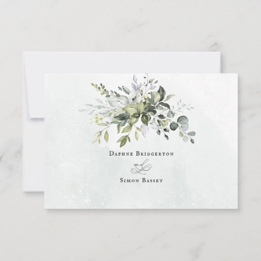 Greenery Minimalist Script Wedding RSVP Reply Kaar (Achterkant)