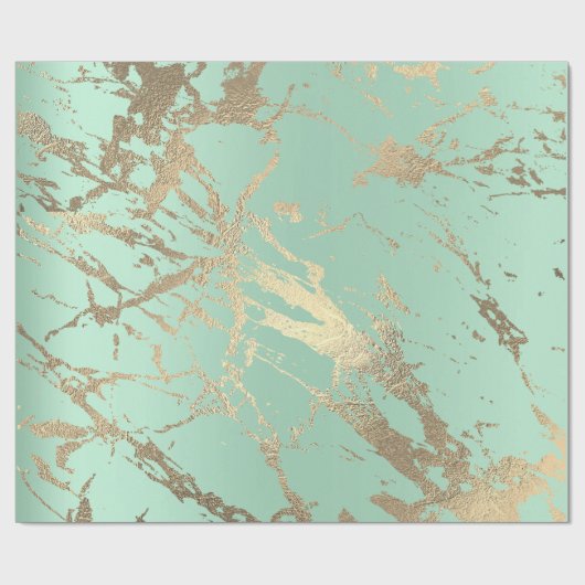 Greenery Mint Pastel Gold Marble Shiny Abstract Cadeaupapier (Vlak)