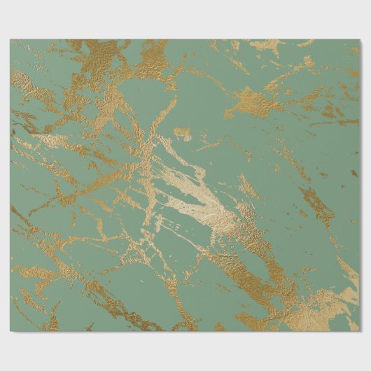 Greenery Mint Sage Gold Marble Shiny Glam Cadeaupapier (Vlak)