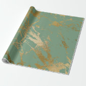 Greenery Mint Sage Gold Marble Shiny Glam Cadeaupapier (Uitgerold)