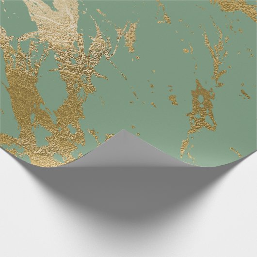Greenery Mint Sage Gold Marble Shiny Glam Cadeaupapier (Hoek)