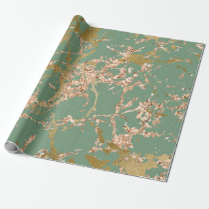 Greenery Mint Sage Roos Gold Marble Stroke Cadeaupapier