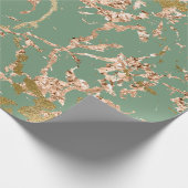Greenery Mint Sage Roos Gold Marble Stroke Cadeaupapier (Hoek)