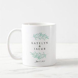 Greenery Mint Waterverf Wedding Custom Koffiemok