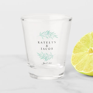 Greenery Mint Waterverf Wedding Custom Shot Glas
