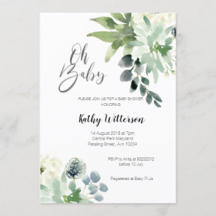 Greenery Modern Baby shower Invitation Boy Kaart