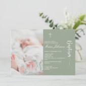 Greenery modern Photo Baptism invitation (Debout devant)