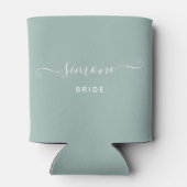 Greenery Modern Script Wedding Bride Dusty Green Blikjeskoeler (Achterkant)