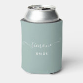 Greenery Modern Script Wedding Bride Dusty Green Blikjeskoeler (Blikje Achterkant)