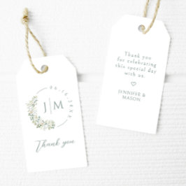 Greenery Monogram Dank u Huwelijksgunst Labels Cadeaulabel