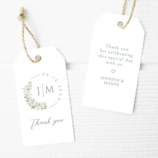 Greenery Monogram Dank u Huwelijksgunst Labels Cadeaulabel