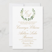 Greenery Monogram Huwelijksuitnodiging Kaart (Voorkant)