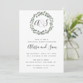 Greenery Monogram Rehearsal Dinner Invitations Kaart (Staand voorkant)