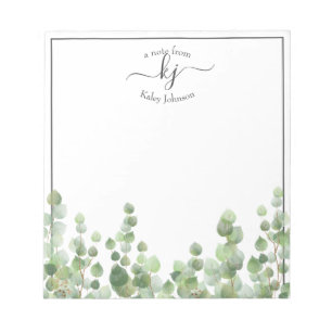 Greenery Monogram Script   Van het bureau van de l Notitieblok