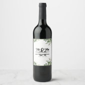 Greenery Mr & Mrs Wedding Wine Label Wijn Etiket (Voorkant)