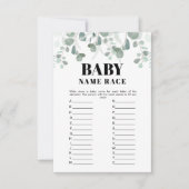 Greenery Naam Race Printable Baby shower Game Kaart (Voorkant)