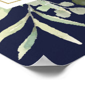 Greenery Navy Blue Wedding Welkom Teken Poster (Hoek)