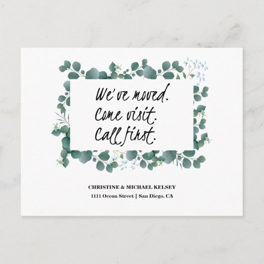 Greenery New Home Adres Aankondiging Briefkaart (Voorkant)