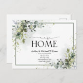 Greenery New Home Script Verhuisaankondiging Aankondigingskaart (Voorkant / Achterkant)