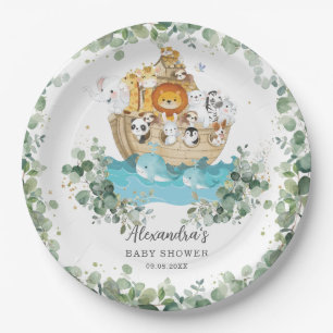 Greenery Noah's Ark Baby shower Verjaardagsdoop Papieren Bordje