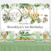 Greenery Oerwoud Animals 1st Birthday ONE Welkom Spandoek