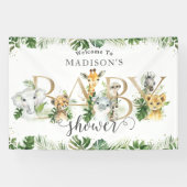 Greenery Oerwoud Animals Baby shower Welkom Spandoek (Horizontaal)