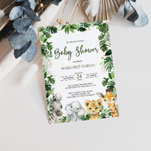 Greenery Oerwoud Safari Animals Baby shower Kaart