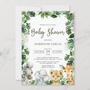 Greenery Oerwoud Safari Animals Baby shower Kaart