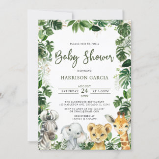 Greenery Oerwoud Safari Animals Baby shower Kaart