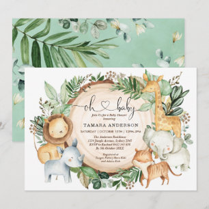 Greenery Oerwoud Safari Wilde Dieren Baby shower Kaart
