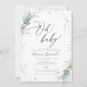 Greenery Oh Baby Chic baby shower Kaart (Voorkant)