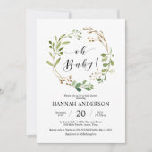 Greenery Oh Baby shower Modern Script Kaart (Voorkant)