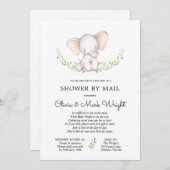 Greenery Olifant Baby shower per Mail Kaart (Voorkant / Achterkant)