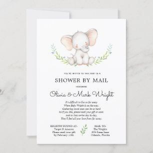 Greenery Olifant Baby shower per Mail Kaart