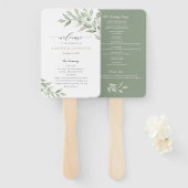Greenery Olive Branch Babys Breath Wedding Program Handwaaier (Voorkant en achterkant)
